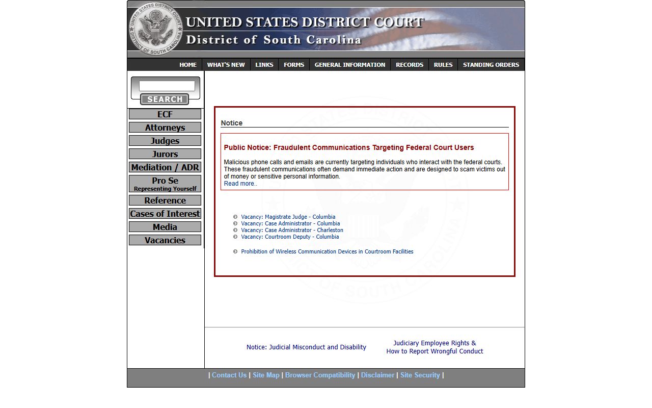 Georgetown County Circuit Court records federal district court source