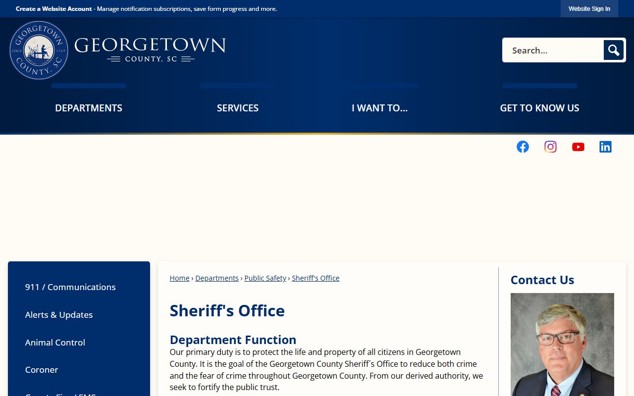 Georgetown County arrest records Sheriff's Office page
