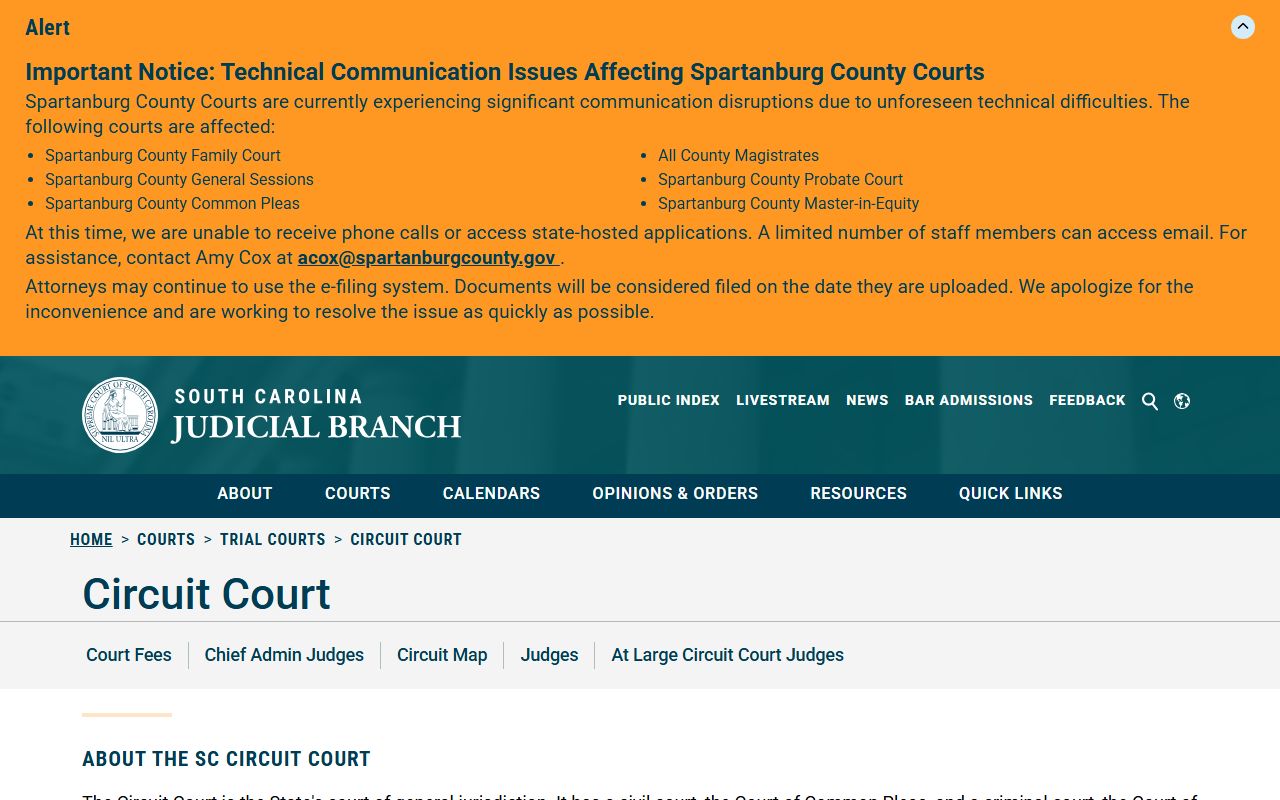 Georgetown County court dockets Circuit Court overview