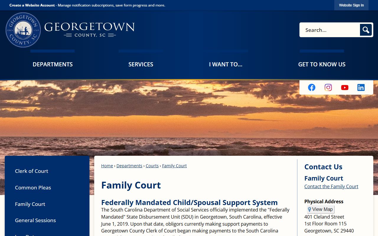 Georgetown County court records Family Court confidentiality page
