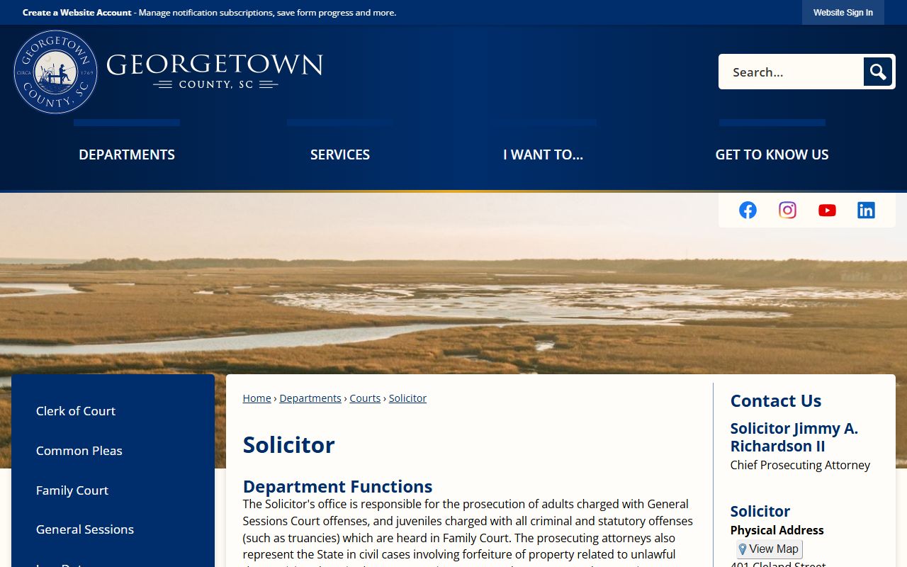 Georgetown County criminal court records Solicitor page