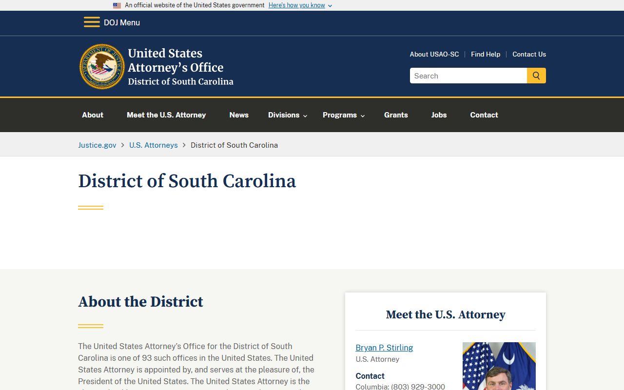 Georgetown County criminal court records U.S. Attorney District of South Carolina