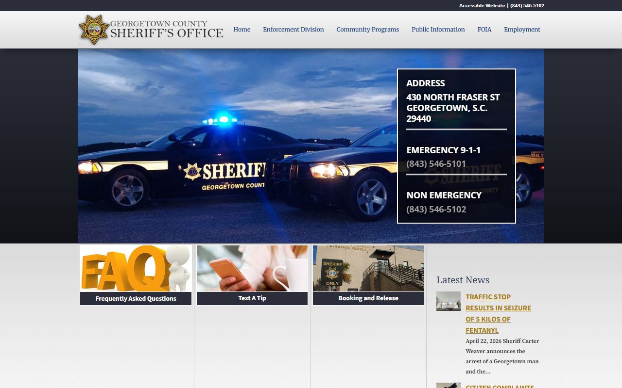 Georgetown County court records sheriff office page
