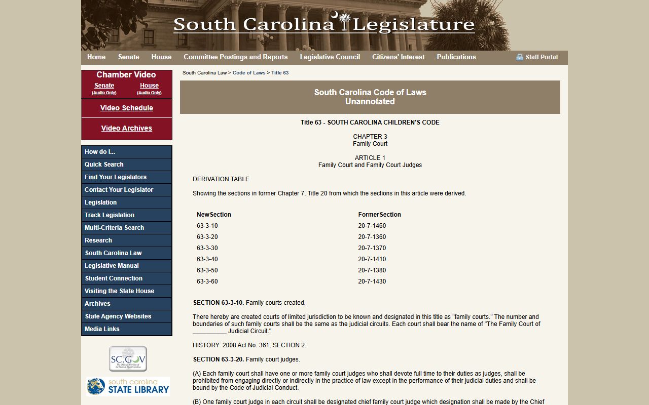 Georgetown County marriage and divorce records Family Court statute