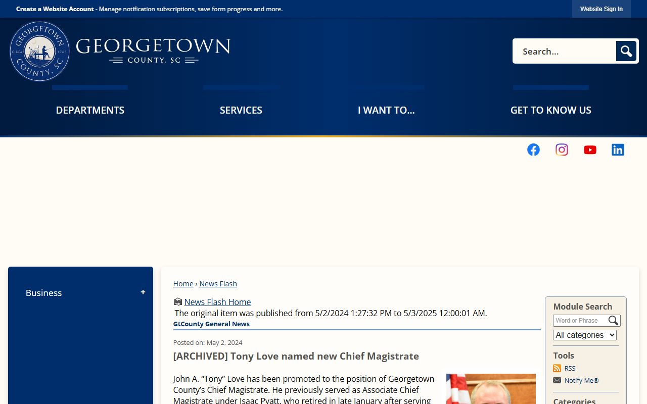 Georgetown County probate records archived county court notice