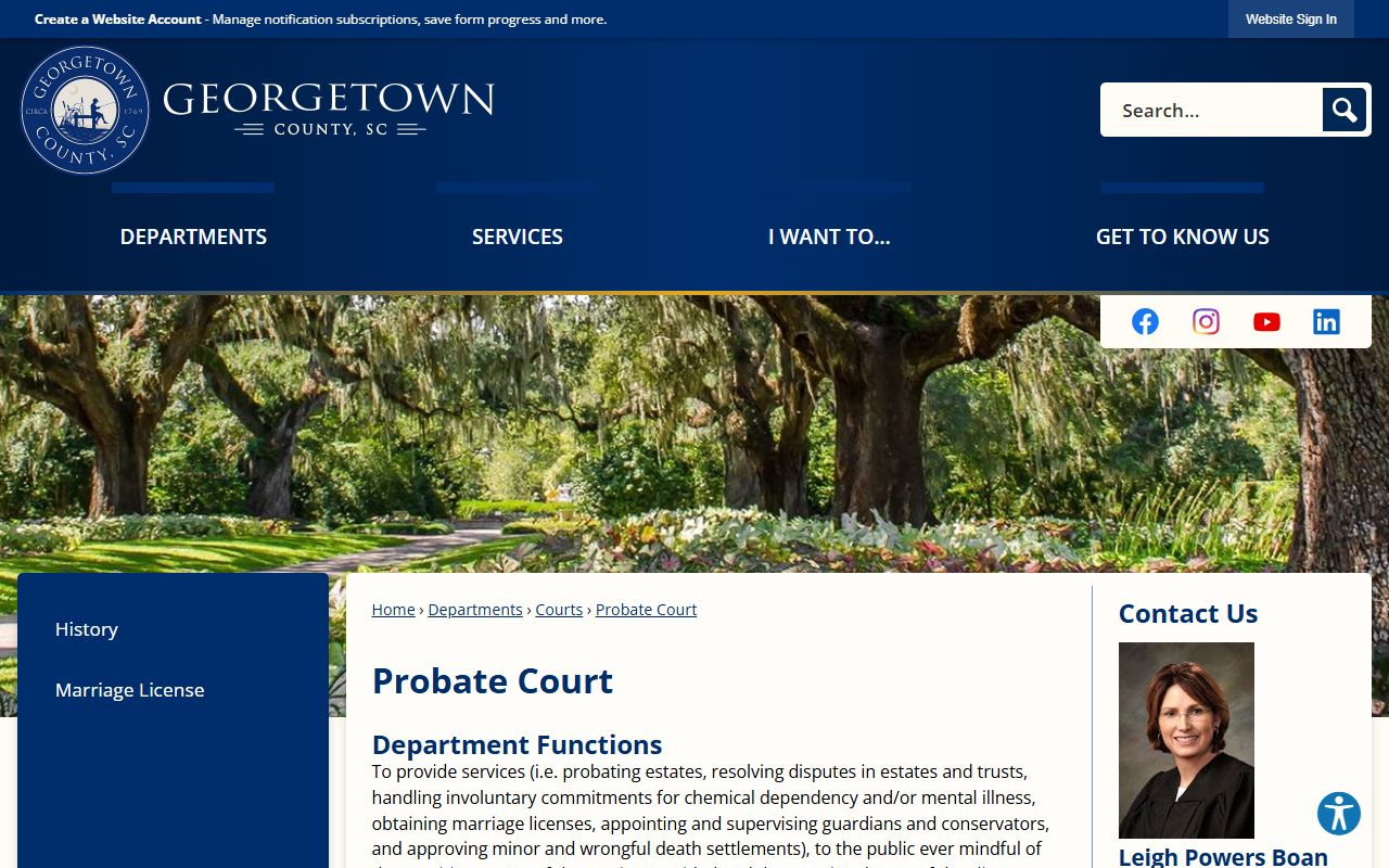 Georgetown County probate records Probate Court page
