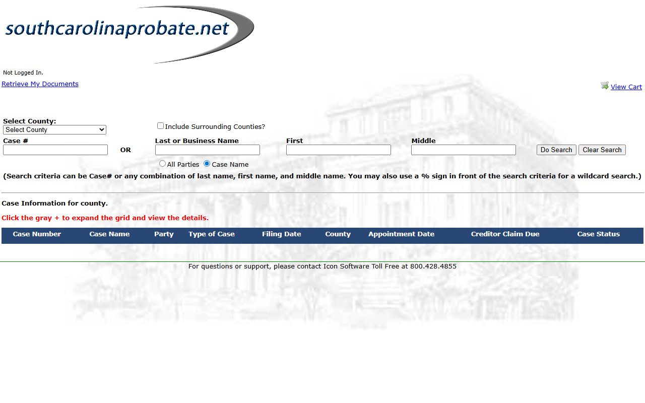 Georgetown County probate records statewide probate search
