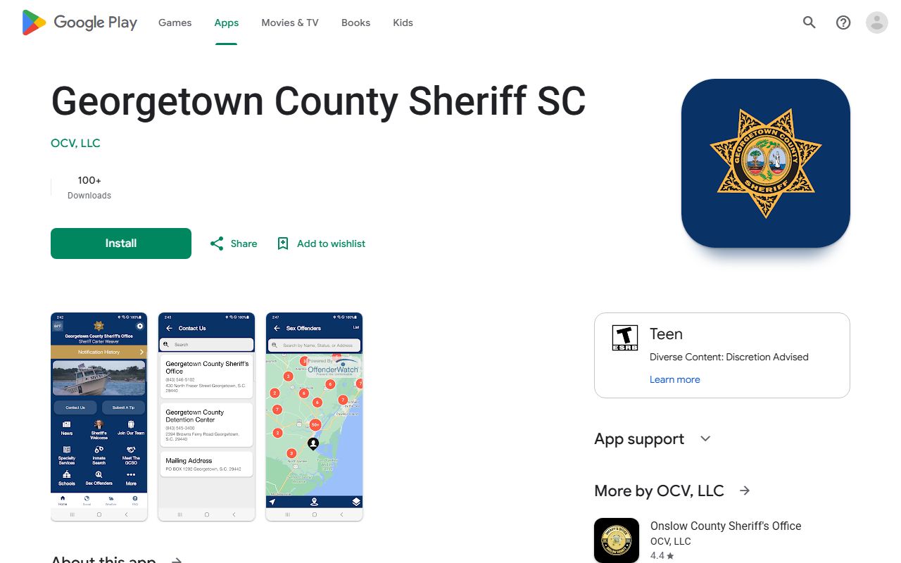 Georgetown County warrant search Sheriff SC app Google Play listing